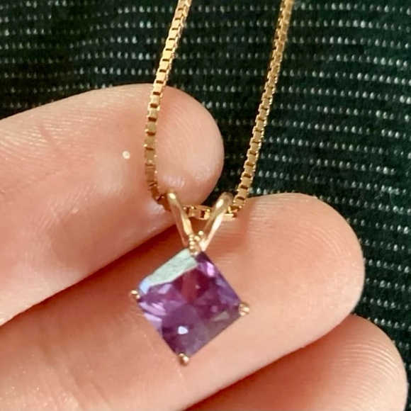 Alexandrite Necklace Rose Gold Italy 925 Alexandrite Gemstone Pendant Necklace - Picture 1 of 8